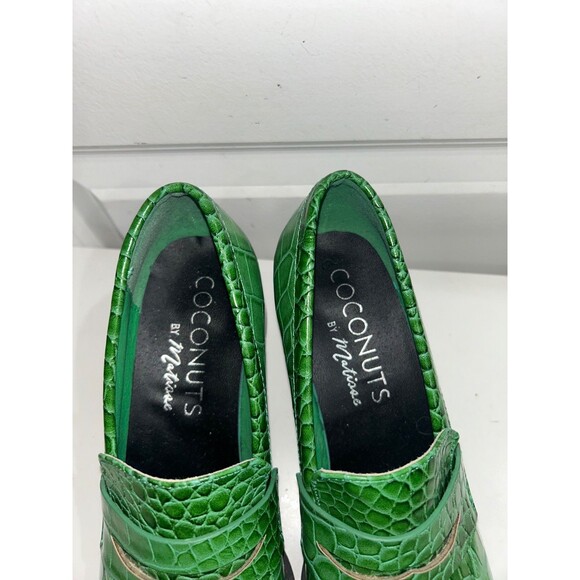 Coconuts Matisse Women’s Vintage Pace Square Toe Loafer size 8 Green Croc Emboss - Picture 5 of 9